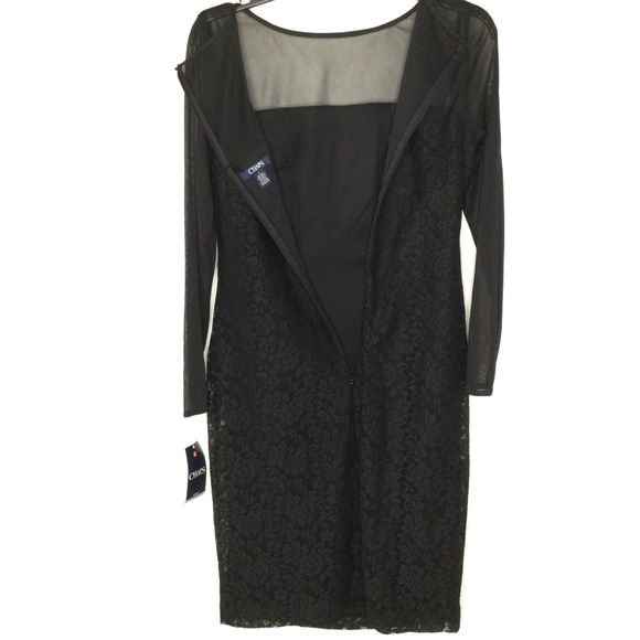 CHAPS Floral and Lace Long Sleeve Dress Black Size 6 - Picture 6 of 10